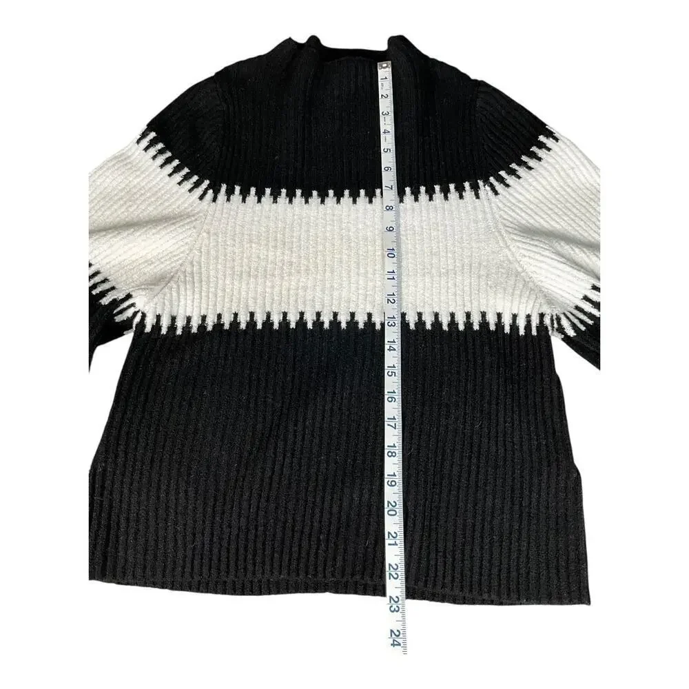 French Connection New Without Tag Black & White Sweater Medium Mock Turtle Neck
